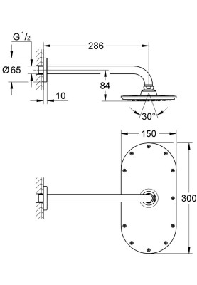 Rainshower Veris 300 Верхній душ з душовим кронштейном 286 мм (26068000)