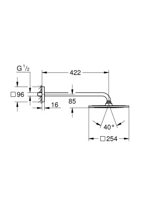Rainshower F-Series 10 Верхній душ з кронштейном 422 мм, 1 режим струменя (26259000)