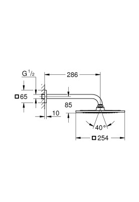 Rainshower F-Series 10 Верхній душ з душовим кронштейном 286 мм, 1 режим струменя (26070000)