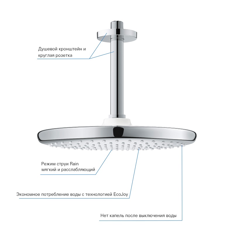tempesta 250 верхній душ з кронштейном до стелі з WaterSaving (26669000

)