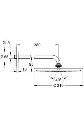 Rainshower Cosmopolitan 310 Верхній душ з душовим кронштейном 380 мм (26066DC0)