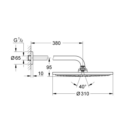 Rainshower Cosmopolitan 310 Верхній душ з душовим кронштейном 380 мм (26066DC0)