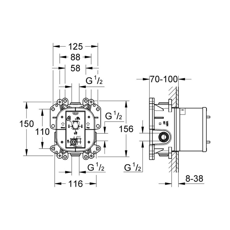 GROHE Rapido E Універсальний одноважільний змішувач прихованого монтажу (35501000)