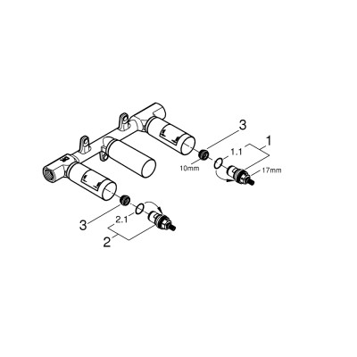 Механізм прихованого монтажу для двоважільного змішувача для раковини (29025002)