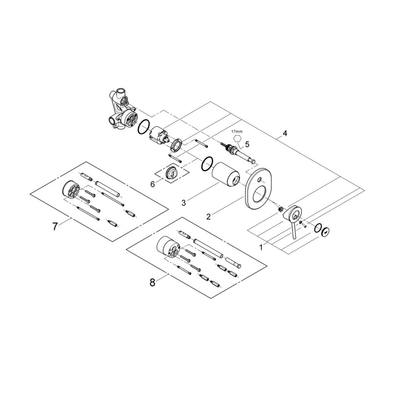 BauClassic Одноважільний змішувач для ванни, прихований монтаж (29047000)