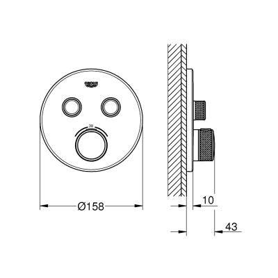 Grohtherm SmartControl Термостат закритого монтажу з 2 кнопками управління (29119000)
