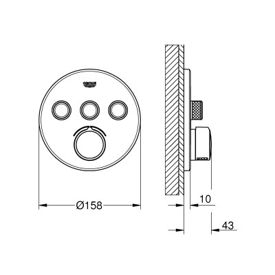 SmartControl Змішувач прихованого монтажу з 3 кнопками керування (29146000)