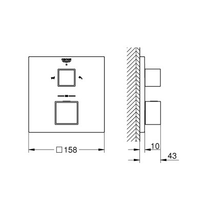Grohtherm Cube Термостатичний змішувач на ванну на 2 виходи (24155000)