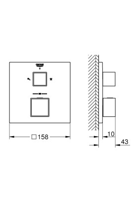 Grohtherm Cube Термостатичний змішувач для душу на 2 виходи (24154000)