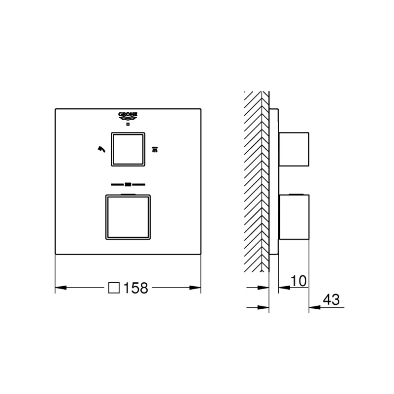Grohtherm Cube Термостатичний змішувач для душу на 2 виходи (24154000)
