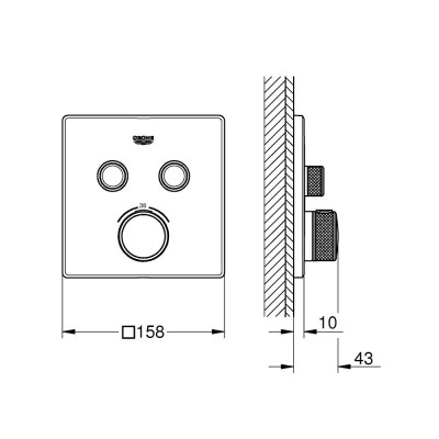 Grohtherm SmartControl Термостат закритого монтажу з 2 кнопками управління (102166KF00)