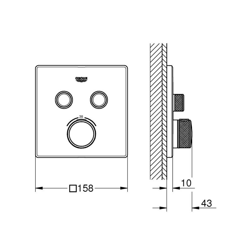 Grohtherm SmartControl Tермостат прихованого монтажу з 2 кнопками керування (102166KF00)