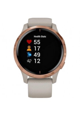 Смарт-годинник Garmin Venu Rose Gold Stainless Steel Bezel w. Light Sand and Silicone B. (010-02173-21)