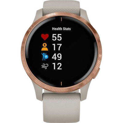 Смарт-годинник Garmin Venu Rose Gold Stainless Steel Bezel w. Light Sand and Silicone B. (010-02173-21)