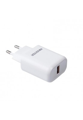 Мережевий зарядний пристрій Maxxter (1USBх2.4А) QC3.0 White (WC-QC-AtC-01) + кабель USB Type-C