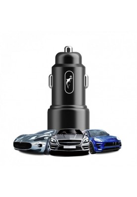 Автомобільний зарядний пристрій SkyDolphin SZ15 Aluminium QC3.0 (2USB, 2.4A) Black (AZP-000087)