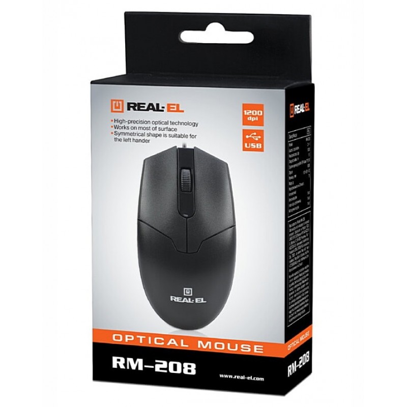 Миша REAL-EL RM-208 Black (EL123200030)