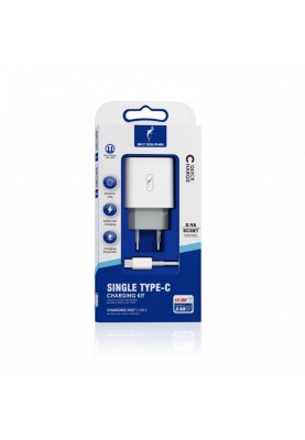 Мережевий зарядний пристрій SkyDolphin SC38T (USB TYPE-Cx2.4A) White (MZP-000183) + кабель USB Type-C