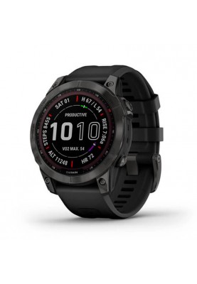 Смарт-годинник Garmin Fenix 7 Sapphire Solar Carbon Gray DLC Titanium with Black Band (010-02540-20)