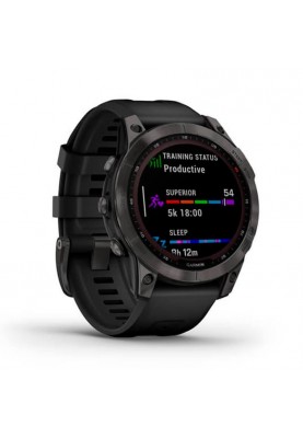 Смарт-годинник Garmin Fenix 7 Sapphire Solar Carbon Gray DLC Titanium with Black Band (010-02540-20)