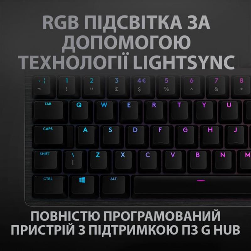 Клавiатура Logitech G512 Carbon Lightsync RGB Mechanical with GX Brown switches Black (920-009352)