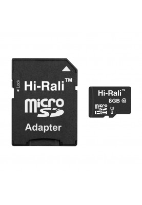 Карта пам`ятi MicroSDHC 8GB UHS-I Class 10 Hi-Rali + SD-adapter (HI-8GBSD10U1-01)