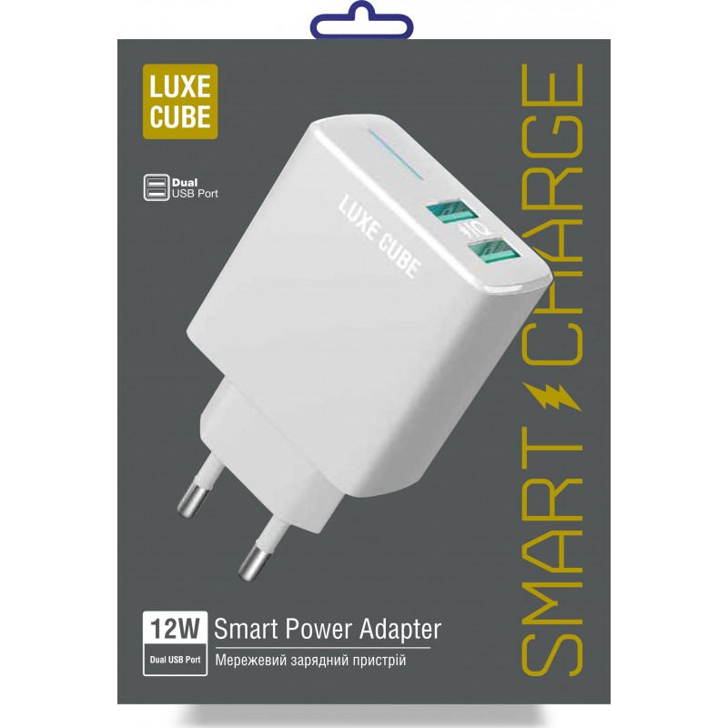 Зарядний пристрій Luxe Cube 2USB 12W Smart White (4826986900792)