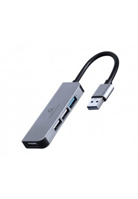 Концентратор USB Cablexpert 1xUSB3.1, 3хUSB2.0, метал, Grey (UHB-U3P1U2P3-01)