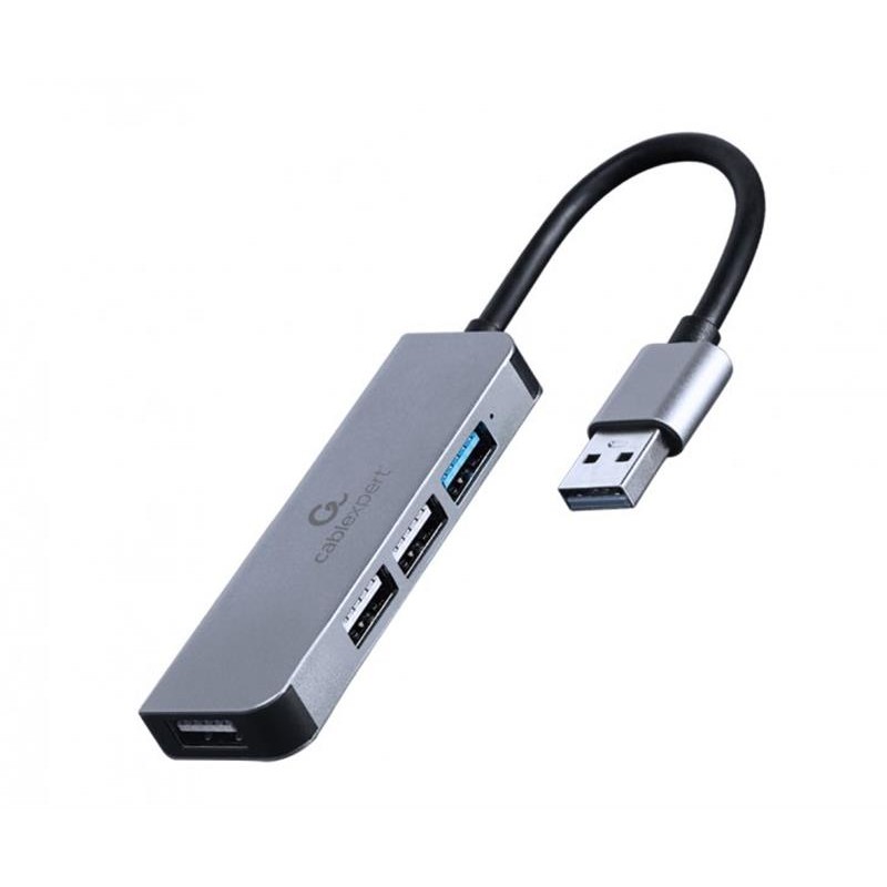 Концентратор USB Cablexpert 1xUSB3.1, 3хUSB2.0, метал, Grey (UHB-U3P1U2P3-01)