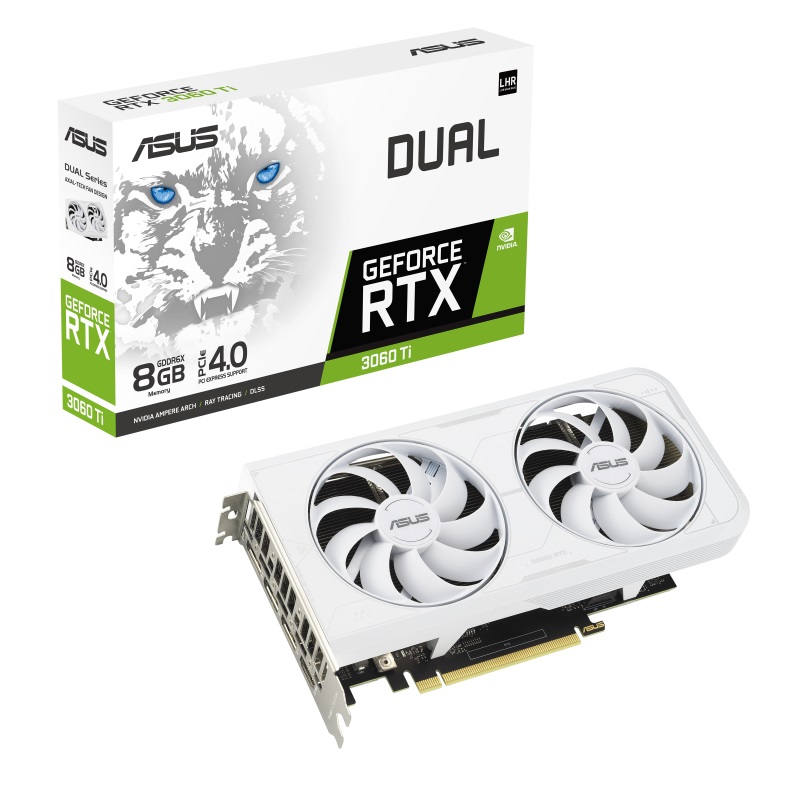 Відеокарта GF RTX 3060 Ti 8GB GDDR6X Dual White Asus (DUAL-RTX3060TI-8GD6X-WHITE)