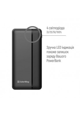 Універсальна мобільна батарея ColorWay 30000mAh Black (CW-PB300LPA3BK-PD)