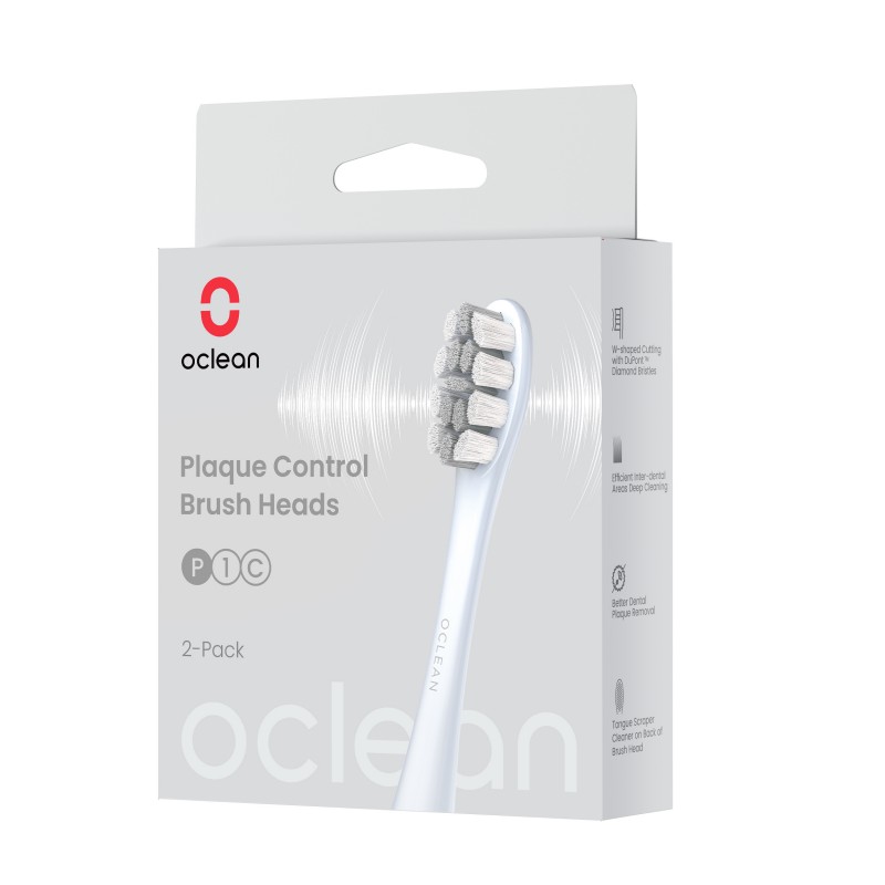 Насадка для зубної електрощітки Oclean P1C9 Plaque Control Brush Head Silver 2шт (6970810552812)