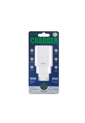 Мережевий зарядний пристрій Remax Jane Series 20W RP-U70 W (1USB 3А) White