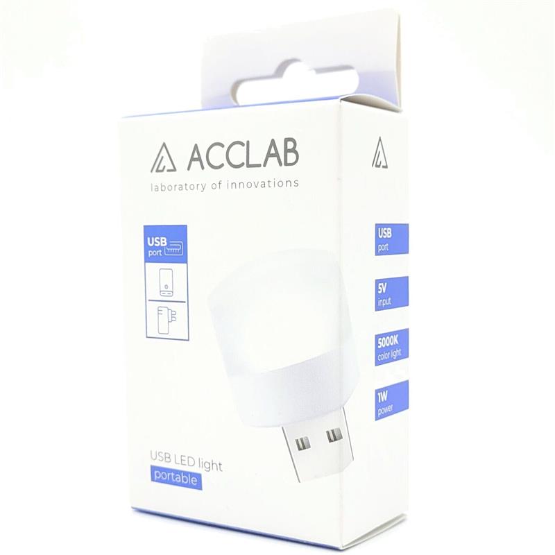 Світлодіодна лампа ACCLAB AL-LED01 1W, 5000K White (1283126552809)