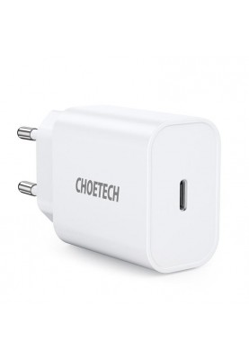 Зарядний пристрій Choetech Type-C PD20W Charger for iphone 12/13 series white (Q5004-V4)