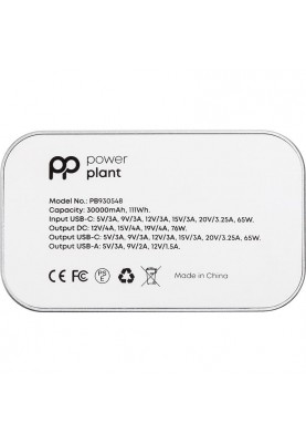 Мобільна батарея PowerPlant 30000mAh, PD 76W, DC 12-19V 10 конекторів, USB-C, USB-A QC3.0