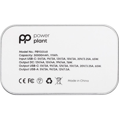 Мобільна батарея PowerPlant 30000mAh, PD 76W, DC 12-19V 10 конекторів, USB-C, USB-A QC3.0