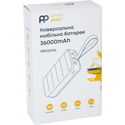 Універсальна мобільна батарея PowerPlant 36000mAh, PD 20W, USB-C, 3xUSB, Lightning