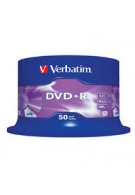 DVD+R 4.7GB VERBATIM  Cake Box (43550) 16x, 50шт Silver