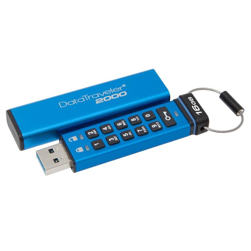 Флеш-накопичувач USB3.1 16GB Kingston DataTraveler 2000 Keypad 256bit AES Hardware Encrypted (DT2000/16GB)