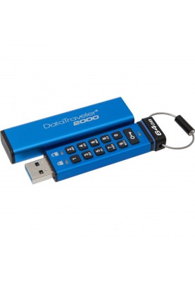 Флеш-накопичувач USB3.1 64GB Kingston DataTraveler 2000 Keypad 256bit AES Hardware Encrypted (DT2000/64GB)