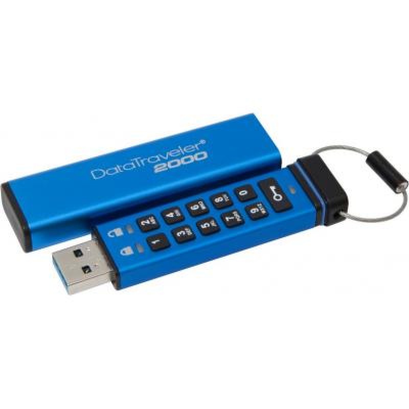 Флеш-накоплювач USB3.1 32GB Kingston DataTraveler 2000 Keypad 256bit AES Hardware Encrypted (DT2000/32GB)