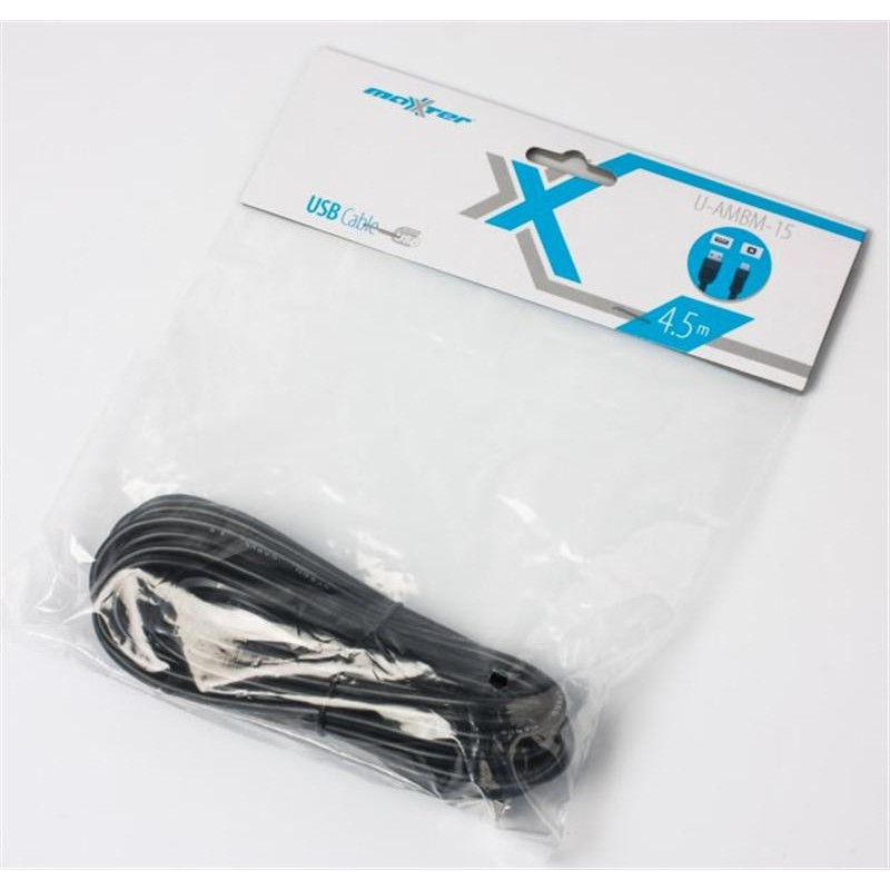 Кабель Maxxter USB - USB Type-B V 2.0 (M/M), 4.5 м, Black (U-AMBM-15)