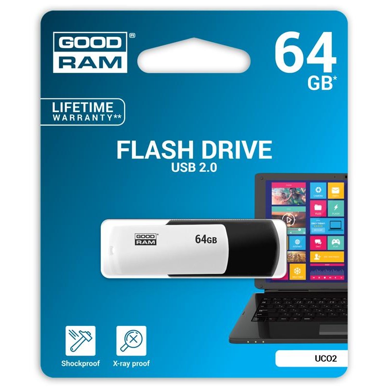 Флеш-накопичувач USB 64GB GOODRAM UCO2 (Colour Mix) Black/White (UCO2-0640KWR11)