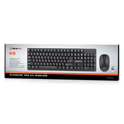 Комплект (клавіатура, миша) бездротовий REAL-EL Standard 550 Kit Black USB