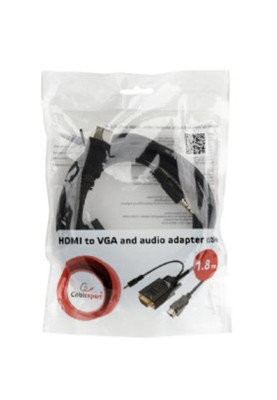 Кабель Cablexpert HDMI - VGA+3.5 мм V 1.4 (M/M), 1.8 м, чорний (A-HDMI-VGA-03-6) пакет