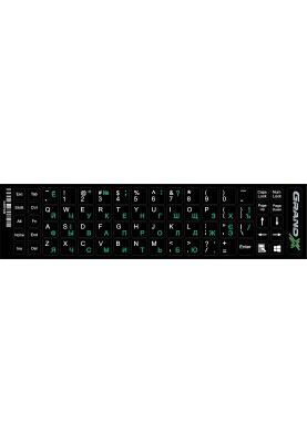 Наліпка на клавіатуру Grand-X 68 keys Cyrillic green, Latin white (GXDPGW)