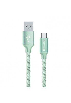 Кабель ColorWay USB - USB Type-C, 2.4 А, 2 м, Mint (CW-CBUC008-MT)