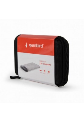 Зовнішня кишеня Gembird для підключення SATA HDD 2.5", USB 3.0, пластик, Transparent (EE2-U3S9-6)