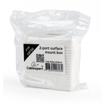 Розетка Cablexpert (NCAC-2F5E-01) 2хRJ-45, Cat5Е, зовнішня, біла Розетка Cablexpert (NCAC-2F5E-01) 2хRJ-45, Cat5Е, зовнішня, біла